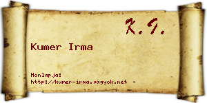 Kumer Irma névjegykártya